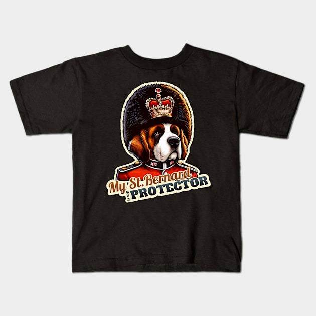 Kings Queens Guard St. Bernard Kids T-Shirt by k9-tee